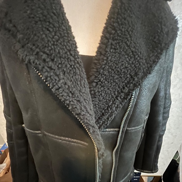 Lucky Brand Faux Fur Shearling Black Jacket - Picture 2 of 11